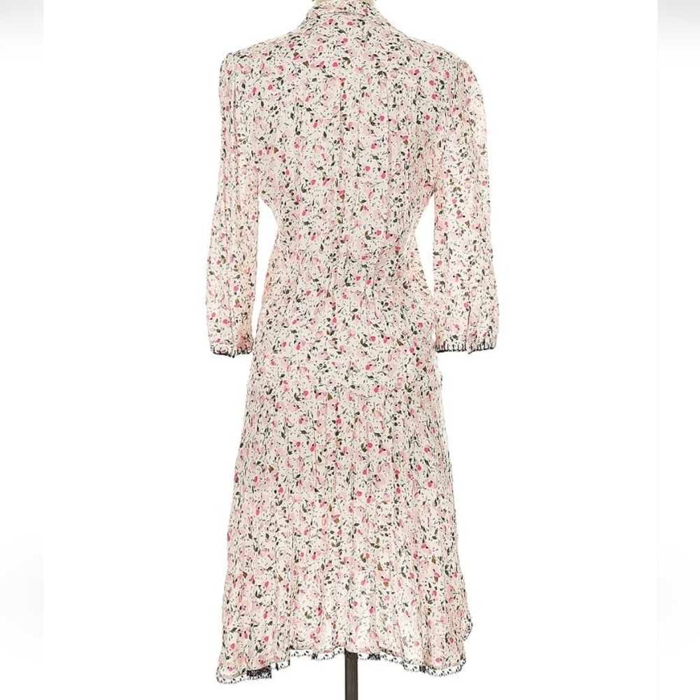 Zadig & Voltaire Raspail Print Floral Crinkle Peasant Boho Dress XS - Picture 2 of 5